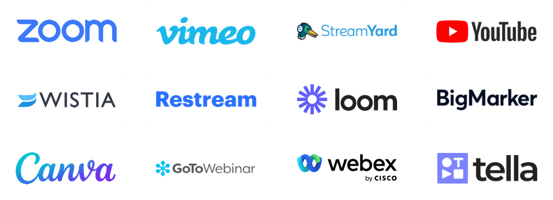Video and streaming providers available to connect with a HeySummit event.