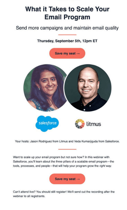 Litmus webinar invitation email 