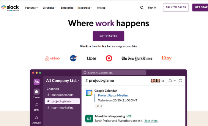 Slack is a popular team chat platform