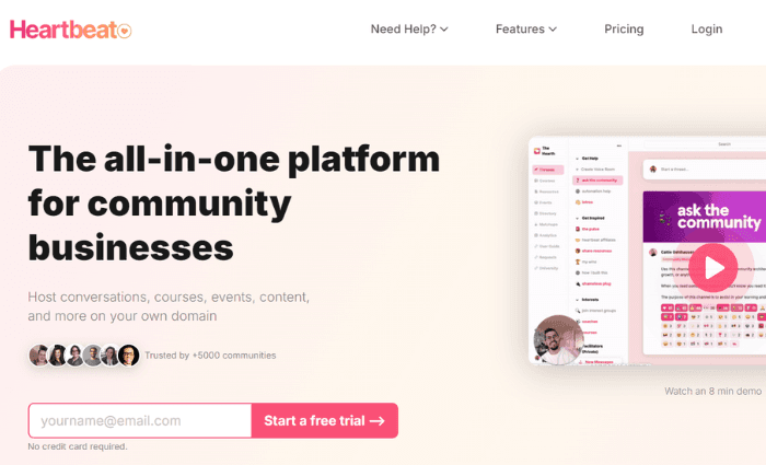 Heartbeat online community platform