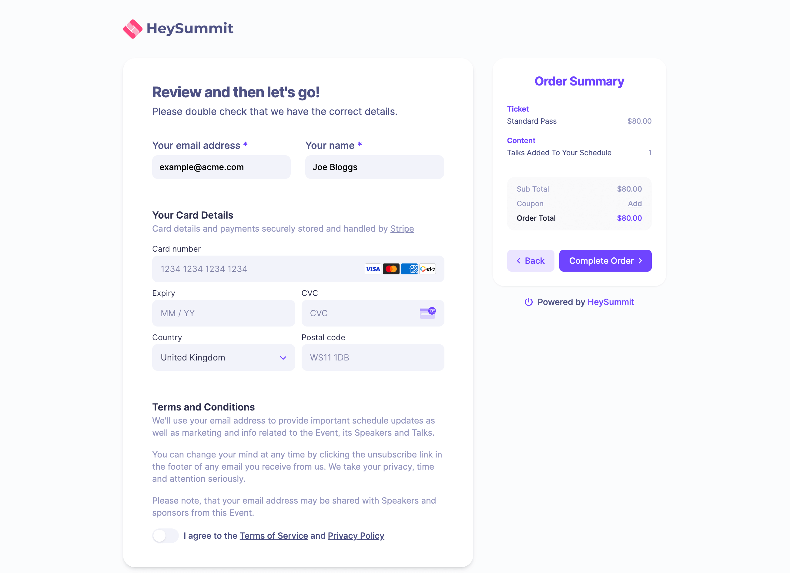 HeySummit takes the pain out of payment processing. Simply connect your Stripe or PayPal account and we'll do the rest.